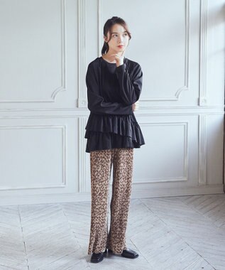 earth music&ecology アソートセルフカットパンツ Leopard