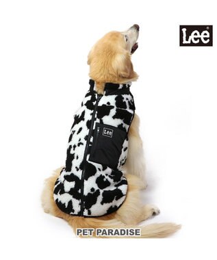  Lee 背開き ボア ベスト 牛柄  《ブラック》 中型犬 大型犬