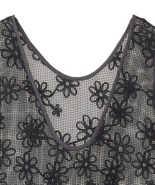 earth music&ecology コード刺繍ベスト Black