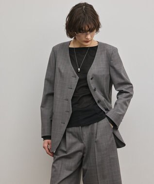 GRACE CONTINENTAL デザインフロントジャケット グレンチェック