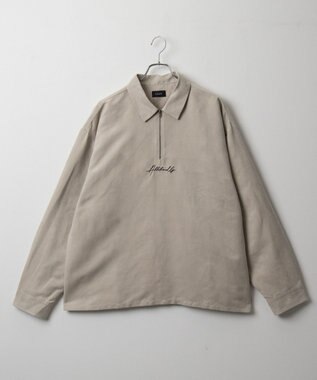 WEGO フェイクスウェードハーフZIPシャツ（LS） ライトベージュ