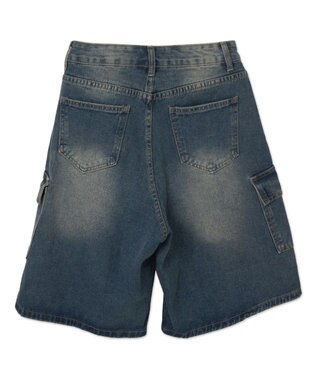 WEGO ドロストカーゴハーフパンツ デニム中濃色