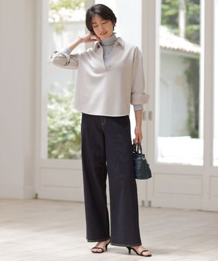 J.PRESS LADIES ジョーゼットダンボール スキッパー カットソー グレージュ系