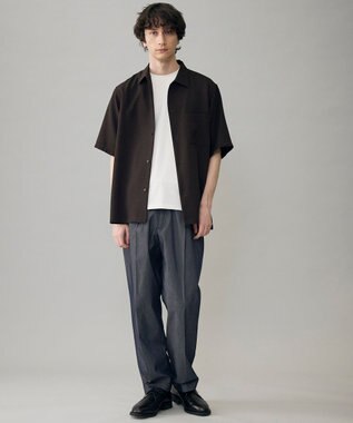 UNFILO MENS リネンライク シャツ ブラウン