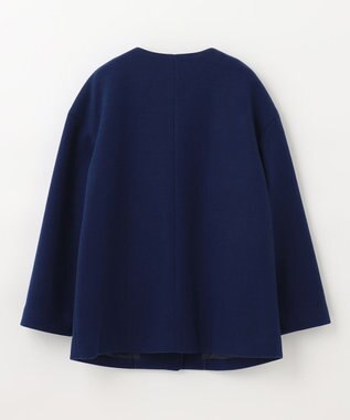 ANY ファイバーウール ノーカラーコート ブルー