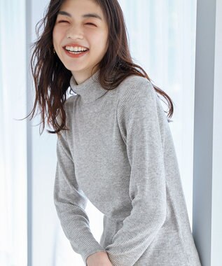 ANY ウールブレンドリブニット グレー