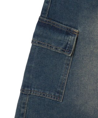 WEGO ドロストカーゴハーフパンツ デニム中濃色