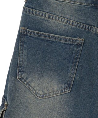 WEGO ドロストカーゴハーフパンツ デニム中濃色