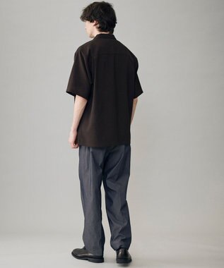 UNFILO MENS リネンライク シャツ ブラウン