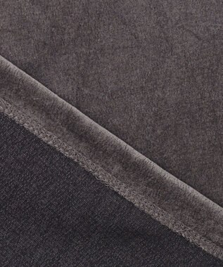 ICB L 【洗える】フロッキーベロア 5分袖プルオーバー チャコール系