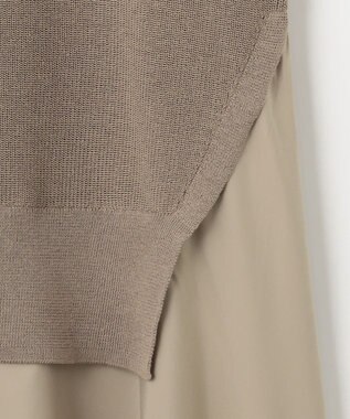 自由区 L 【カタログ掲載・洗える】ハイツイストコットンアセテート異素材コンビ ワンピース ダークサンドxサンド