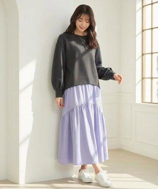 【洗える・2SET】ダンボール プルオーバー×ギャザー スカート