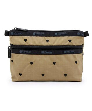 LeSportsac COSMETIC CLUTCH/モカブラックハートエンブロイダリー
