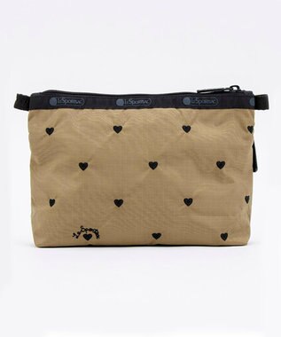 LeSportsac COSMETIC CLUTCH/モカブラックハートエンブロイダリー モカブラックハートエンブロイダリー