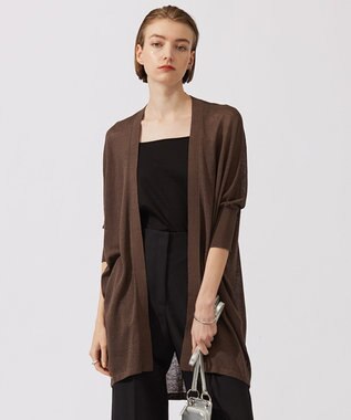 ICB 【洗える】 リネンポリエステルハイゲージ カーディガン ソイル系