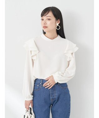 earth music&ecology フリルスリーブブラウス Ecru