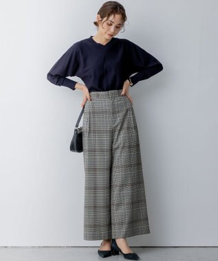 組曲 T/Rツイルストレッチ ワイドパンツ ベージュ系3