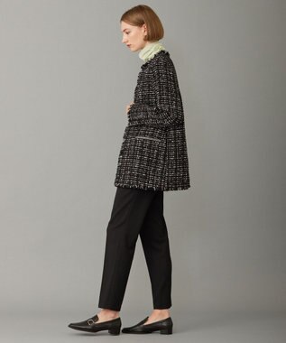 ICB L 【セットアップ着用可能】ロービングツイード ノーカラージャケット ブラック×オフホワイト系