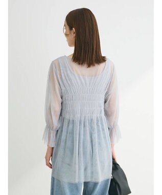 Green Parks チュールシャーリングチュニック Gray