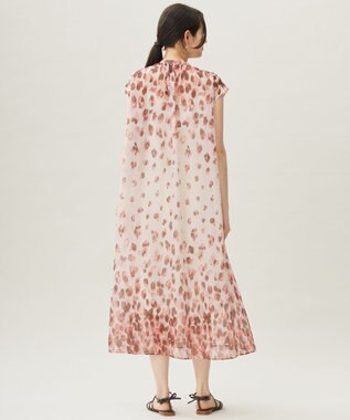自由区 L 【カタログ掲載・洗える】グラデーションペタルプリント ワンピース カーキ×ピンク