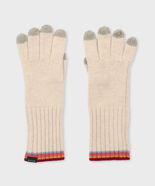 Paul Smith ストライプ リブニット グローブ ベージュ