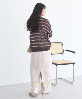earth music&ecology ボーダーニットプルオーバー Brown