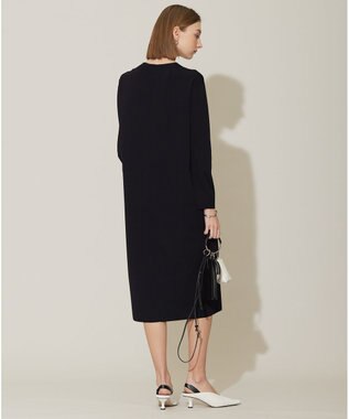 ICB L 【洗える】 シンセティックフルニードル Vネックワンピース ブラック系