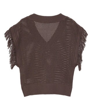 AMERICAN HOLIC 袖フリンジショート丈プルオーバー Brown
