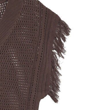 AMERICAN HOLIC 袖フリンジショート丈プルオーバー Brown