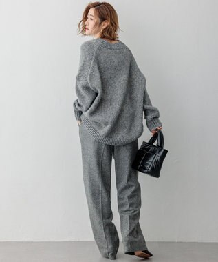 23区 L シルクネップヘリンボーン ワイドパンツ ブラック系