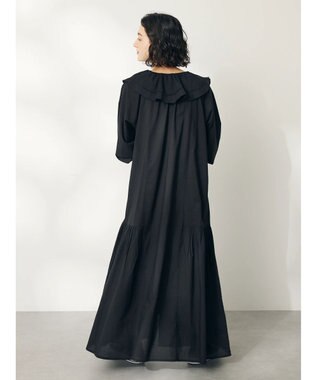 CRAFT STANDARD BOUTIQUE インド綿フリル衿ワンピース Black