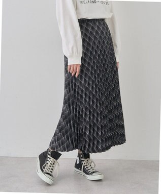 earth music&ecology すきな丈Ｔ／Ｒプリーツスカート Check Gray