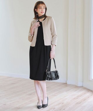 Tiaclasse 【新色追加・洗える】ノーカラーカットソージャケット グレージュ