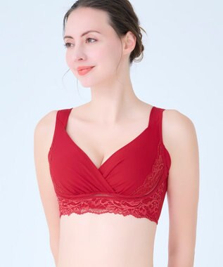 BRADELIS New York 【BRADELIS NewYork peace】綿混キャッチャーカップレースブラ25  ノンワイヤー 補正下着 補整 谷間メイク ルージュ