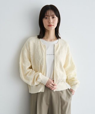 YECCA VECCA フクレジャガードニットブルゾン