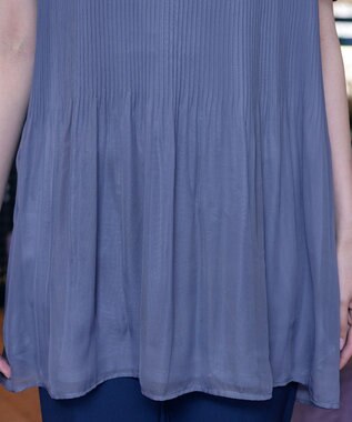 Tiaclasse 【洗える】マジョリカプリーツシフォンチュニックブラウス ブルー