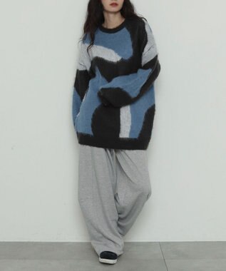 WEGO 【2025年秋冬新作】シャギーパターンニットBIGプルオーバー 柄3