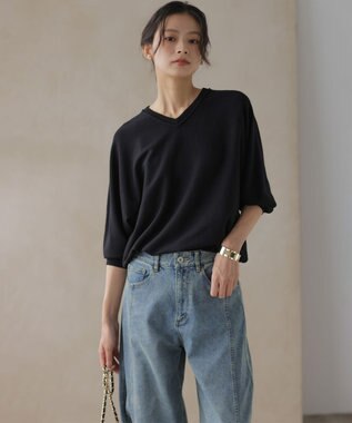 組曲 S 【前後着用可】ニューシックニットＶネック プルオーバー ブラック系