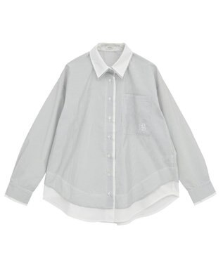 earth music&ecology レイヤードストライプシャツ Off White