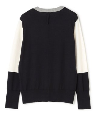 BEIGE， CHLOR / ウールシルク配色クルーネックニット Gray