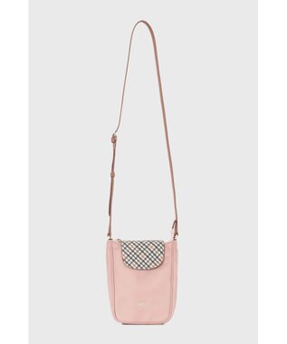 DAKS ナイロン×牛革 ハウスチェック 縦型ショルダーバッグ