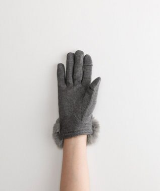 ORuKuBET リングビジューエコファー ジャージグローブ(WOMEN)【タッチパネル対応】 グレー