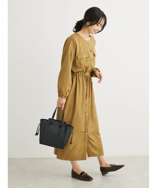 Green Parks ・ＥＬＥＮＣＡＲＥ　ＤＵＥ　イロイロ釦ドロストワンピース Yellow