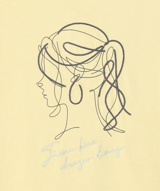 ANY SIS L 線画×刺繍ロゴ Tシャツ イエロー×ガール