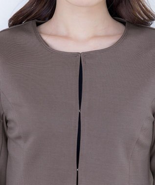 Tiaclasse 【新色追加・洗える】ノーカラーカットソージャケット モカ