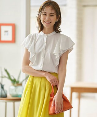 組曲 【UVケア】プレーティング天竺 パールボタンブラウス アイボリー系