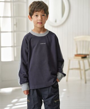 J.PRESS KIDS 【100-130cm】裏毛ラグラン ロゴトレーナー ダルブルー系