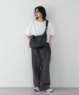 russet ソフトレザーラウンドビッグショルダーバッグ(CE-1325-WEB) Black2（シルバー金具）