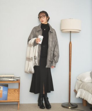 WEGO ヴィンテージライクFレザーブルゾン グレー