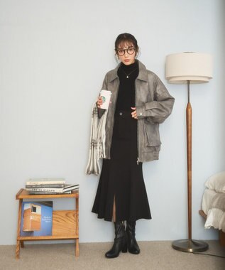 WEGO ヴィンテージライクFレザーブルゾン グレー